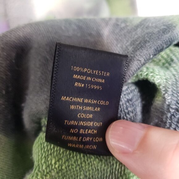 Kleep Reflective Caution Fleece Hoodie Green Tie Dye Pullover Mens Medium - Picture 5 of 11